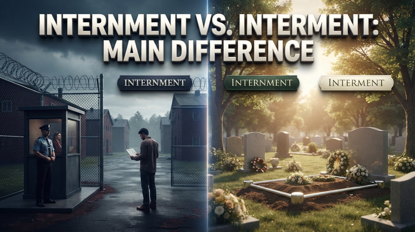 Internment vs. Interment Main Difference