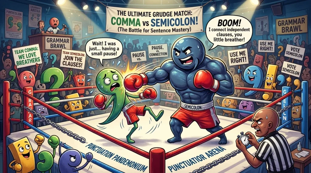 comma vs semicolon
