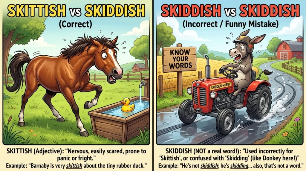 skiddish vs skittish