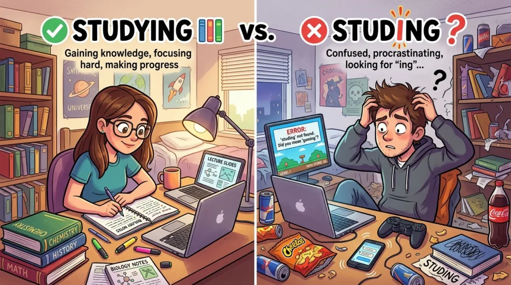 studying vs studing