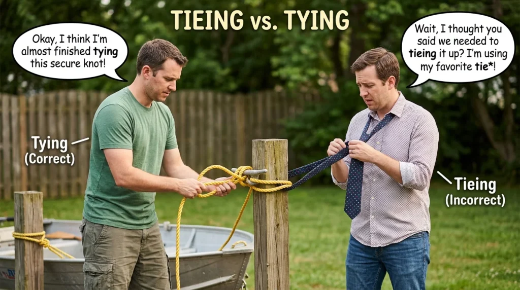tieing vs tying