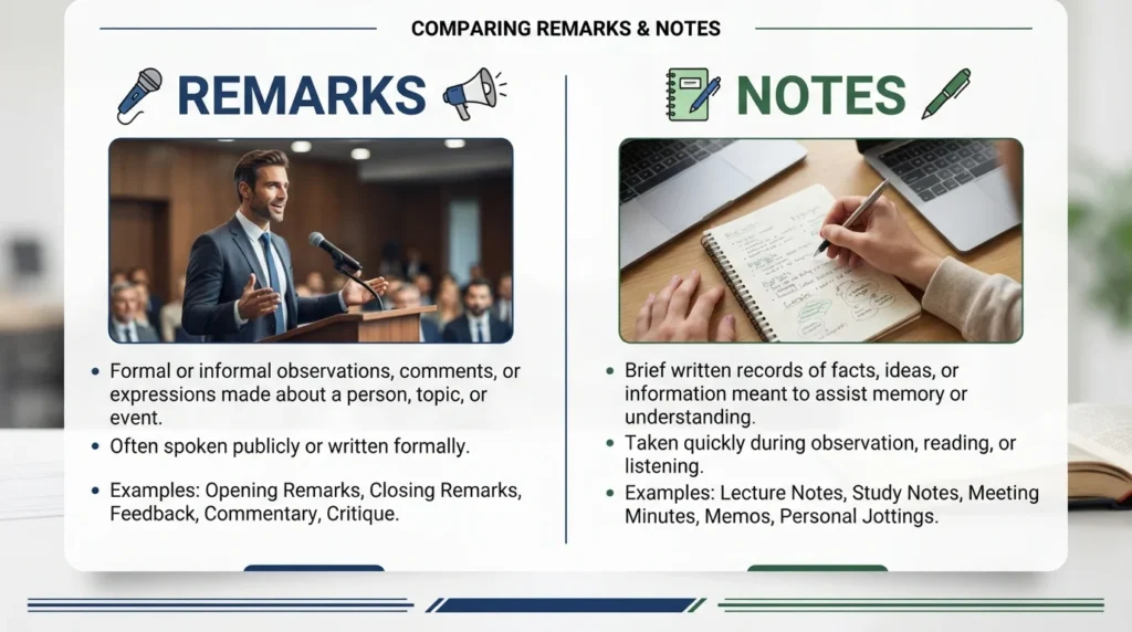 Remarks vs. Notes
